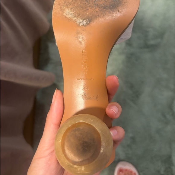 Cult Gaia Cream Slide Sandals with Wooden Heel - Picture 4 of 4